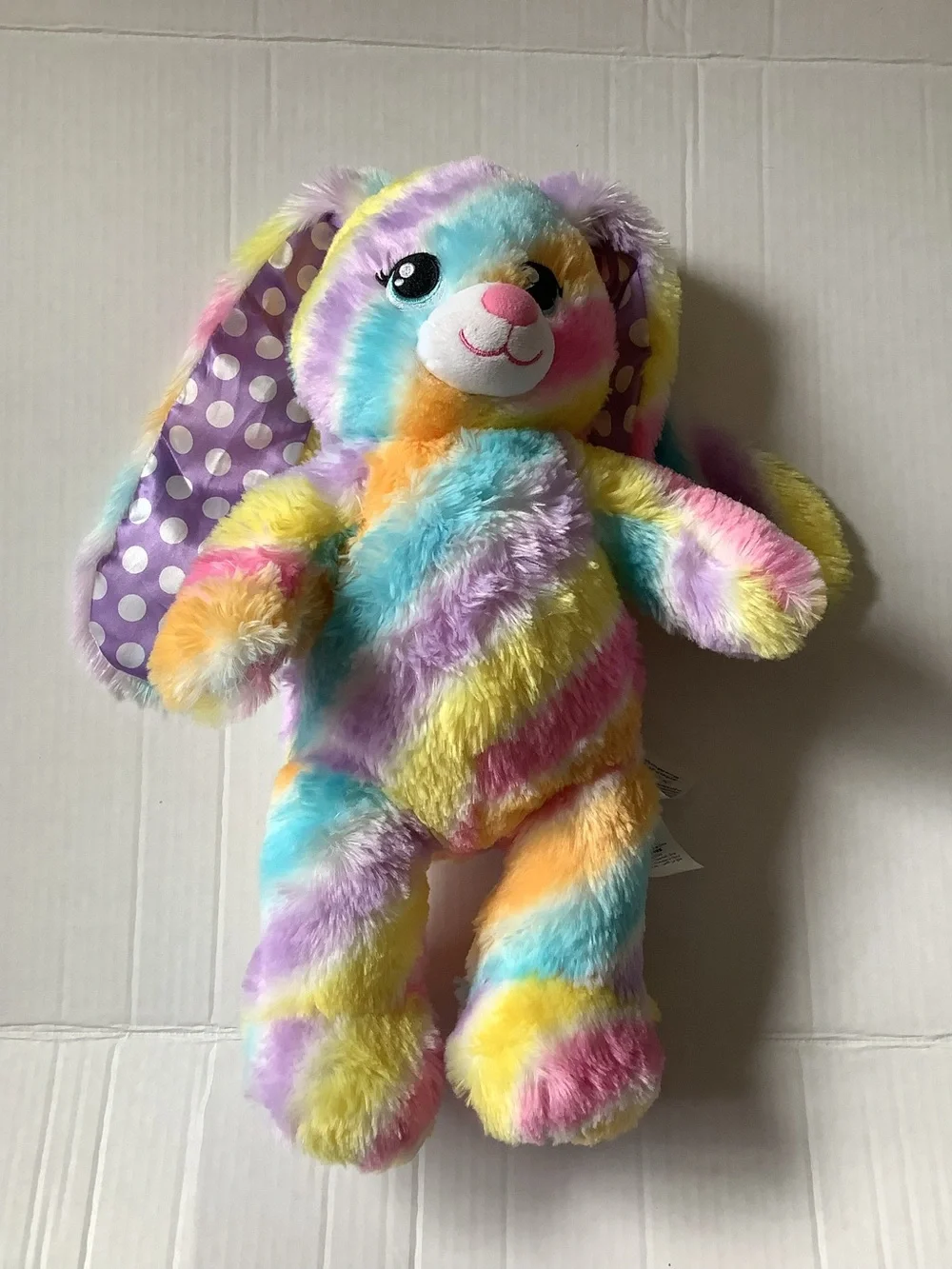 Build-A-Bear Spring Stripes Pastel Rainbow Easter Bunny Plush 17”